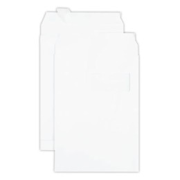 1 Boite de 200 Pochettes kraft blanc 229x324mm à soufflet 30mm, fenêtre 50x100