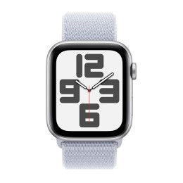 Apple Watch SE (GPS) - 2e génération - 44 mm - aluminium argenté - montre intelligente avec boucle sport - deux couches de matières textiles tissées - nuage bleu - taille du poignet : 130-200 mm - 32 Go - Wi-Fi 4, Bluetooth - 32.9 g
