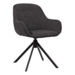 1 Fauteuil IRA pivotant 4 pieds noir tissu anthracite