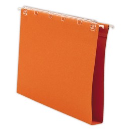1 Boite de 25 Dossiers suspendus tiroirs Kraft recyclé - orange - Fond 30 mm