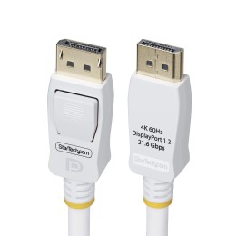 StarTech.com Câble DisplayPort 1.2 de 1,8m Blanc Certifié VESA, 4K 60Hz, 21.6Gbps, Connecteurs DP Verrouillables, Câble DisplayPort DP 1.2, Câble de Moniteur DP, M/M