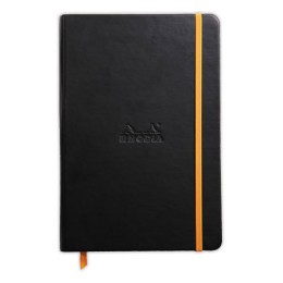 1 Carnet broché Rhodiarama A5 192 pages,ligné, couverture rigide noire