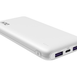 DLH - Banque d'alimentation - 10000 mAh - 20 Watt - 4.5 A - PD, QC - 3 connecteurs de sortie (24 pin USB-C, 2 x USB) - sur le câble : USB-C - blanc