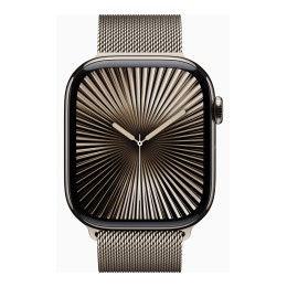 Apple Watch Series 10 (GPS + Cellular) - 46 mm - titanium naturel - montre intelligente avec boucle milanaise - maille en acier inox - naturel - taille du bracelet : S/M - 64 Go - LTE, Wi-Fi 4, UWB, Bluetooth - 4G - 41.7 g
