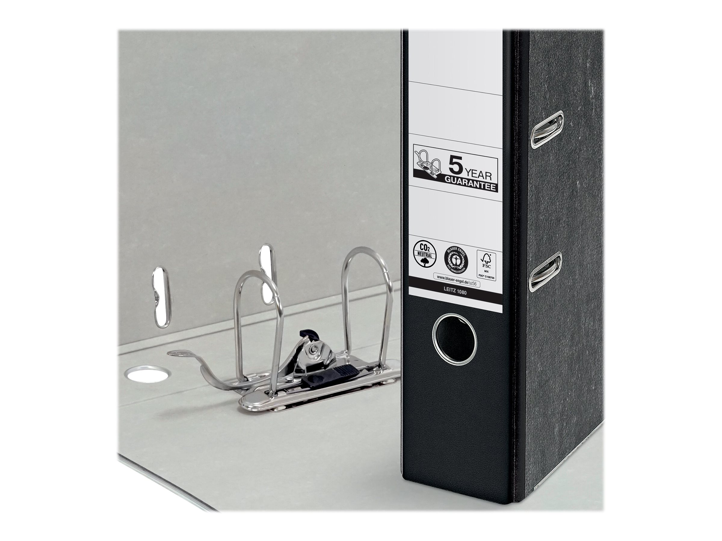 1 Classeur à levier LEITZ 180° - Dos 8 cm- marbré noir