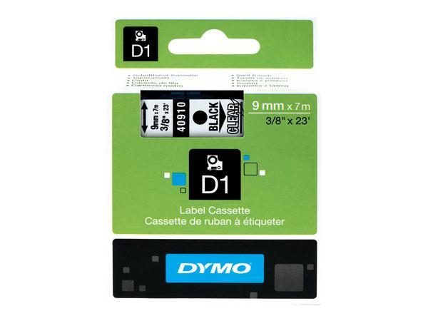 1 Ruban pour titreuse DYMO D1 9mm transparent impression noire