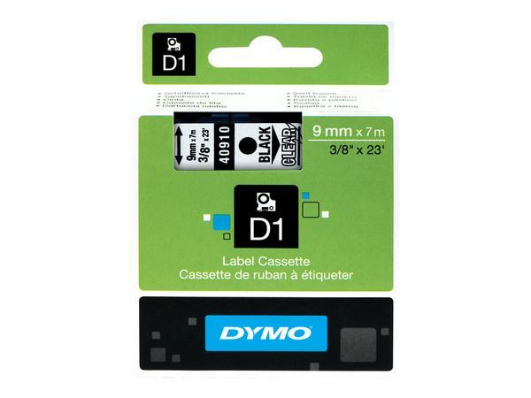 1 Ruban pour titreuse DYMO D1 9mm transparent impression noire