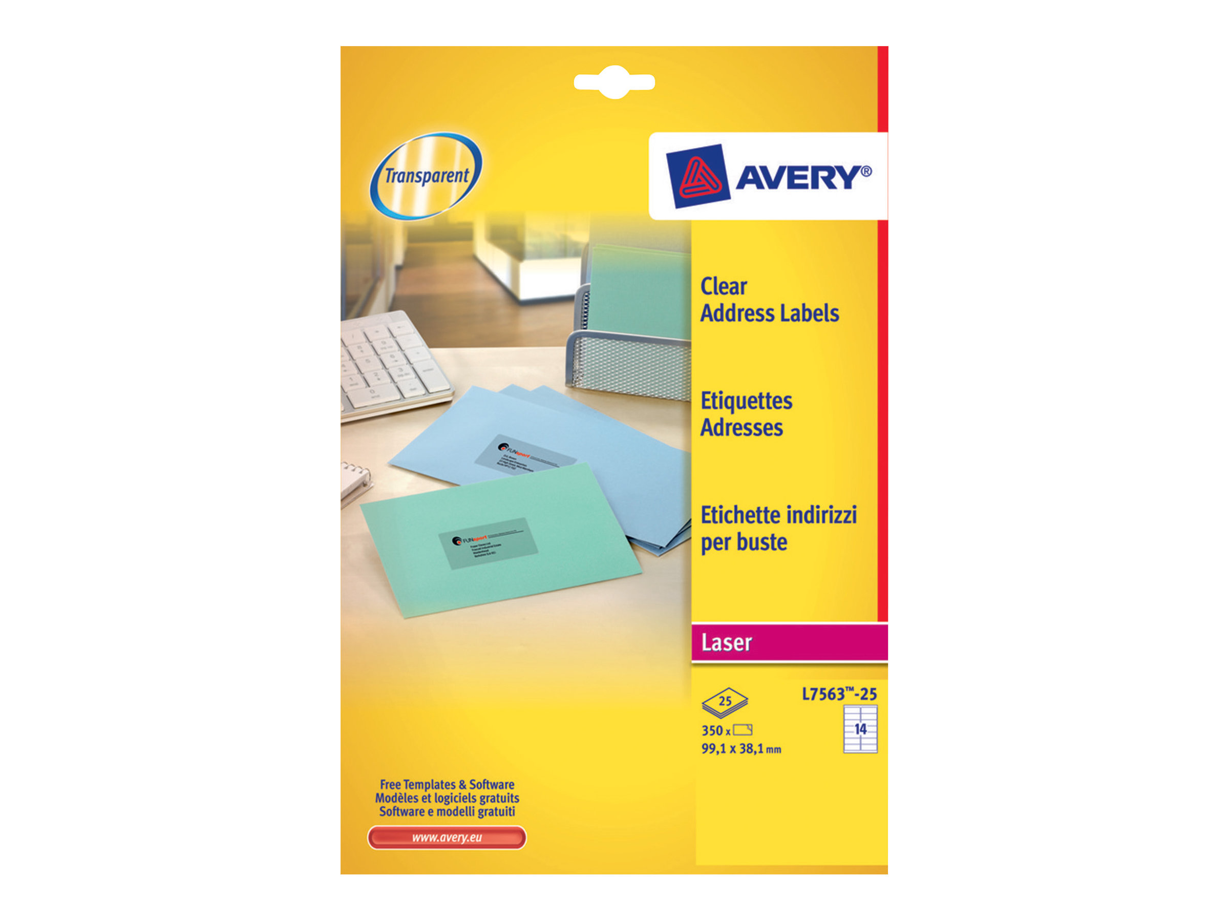 1 Étiquettes transparentes L99,1xH38,1 mm 350 étiq/boîte