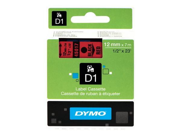 1 Ruban pour titreuse DYMO D1 12mm rouge impression noire