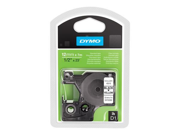 1 Ruban pour titreuse DYMO D1 12mm jauneimpression noire