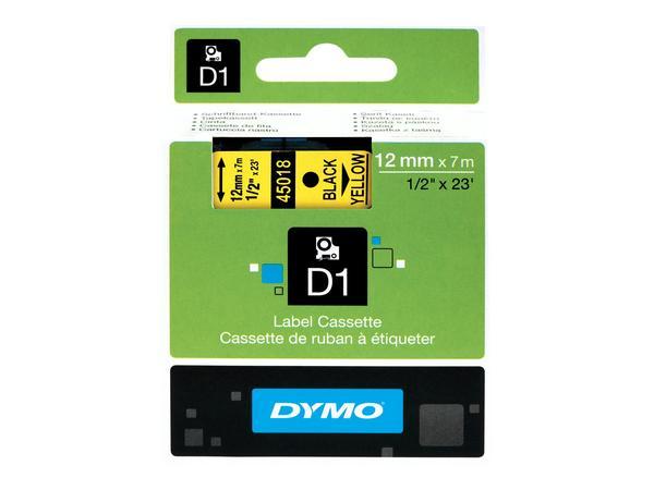1 Ruban pour titreuse DYMO D1 12mm jauneimpression noire