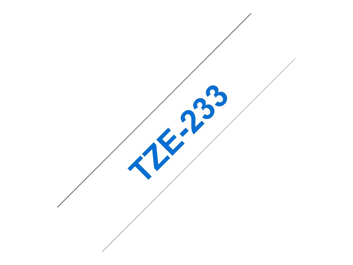 1 Ruban pour titreuse BROTHER TZ 233 12mm blanc impression bleue