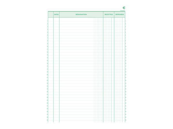 1 Manifold autocopiant imprimé Recettes/Dépenses - Foliotage 50/2