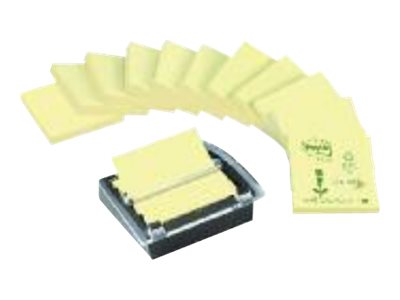 1 12 blocs Notes recyclées 76x76mm jaune+ dévidoir millenium