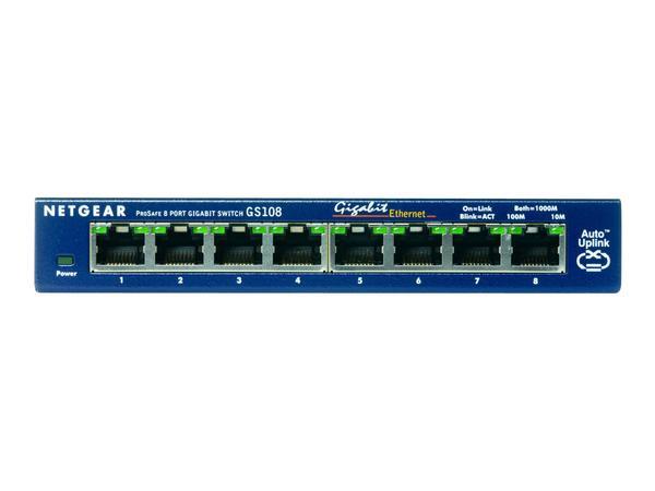 NETGEAR GS108GE commutateur réseau Non-géré Gigabit Ethernet (10/100/1000) Bleu