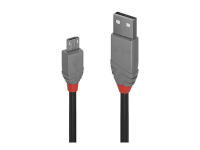 Lindy 36732 câble USB USB 2.0 1 m USB A Micro-USB B Noir, Gris