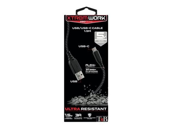 1 XTREM WORK - Câble renforcé USB-A versUSB-C - 1,5m