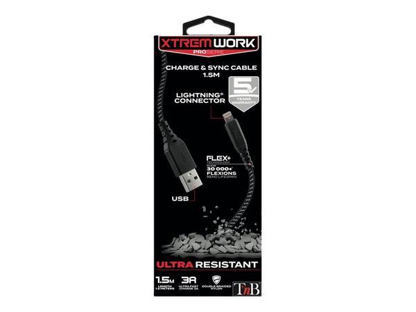 1 XTREM WORK - Câble renforcé USB-A versLightning - 1,5 m