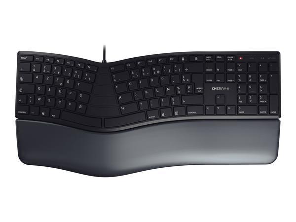 CHERRY KC 4500 ERGO Clavier ergonomique filaire, noir, USB, AZERTY - FR