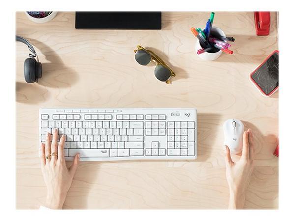Logitech MK295 Silent Wireless Combo clavier Souris incluse Bureau RF sans fil AZERTY Français Blanc