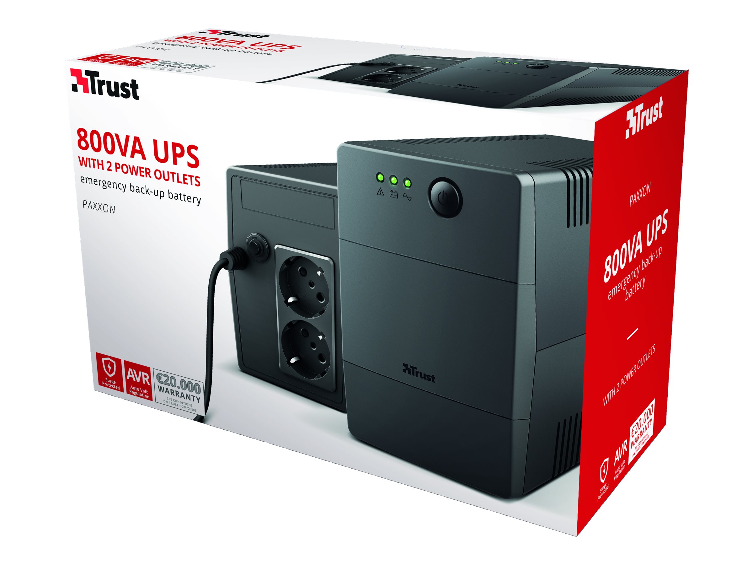 Trust Paxxon alimentation d'énergie non interruptible 0,8 kVA 480 W 2 sortie(s) CA