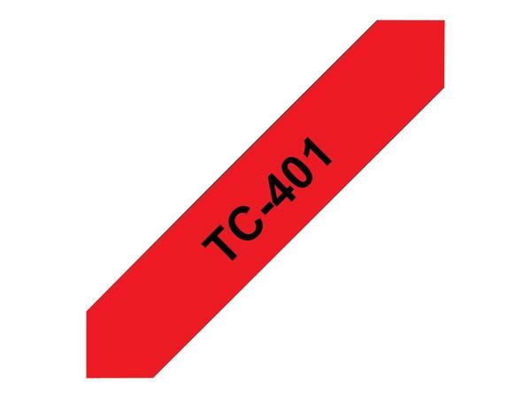 BROTHER P-TOUCH TC-401 noir sur rouge 12mm