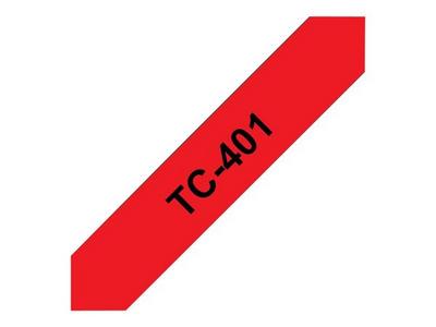 BROTHER P-TOUCH TC-401 noir sur rouge 12mm