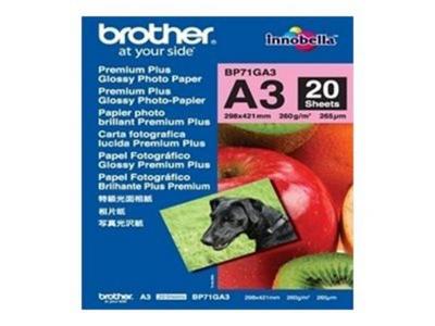 BROTHER BP-71GA3 brillant photo inkjet 260g/m2 A3 20 feuilles pack de 1