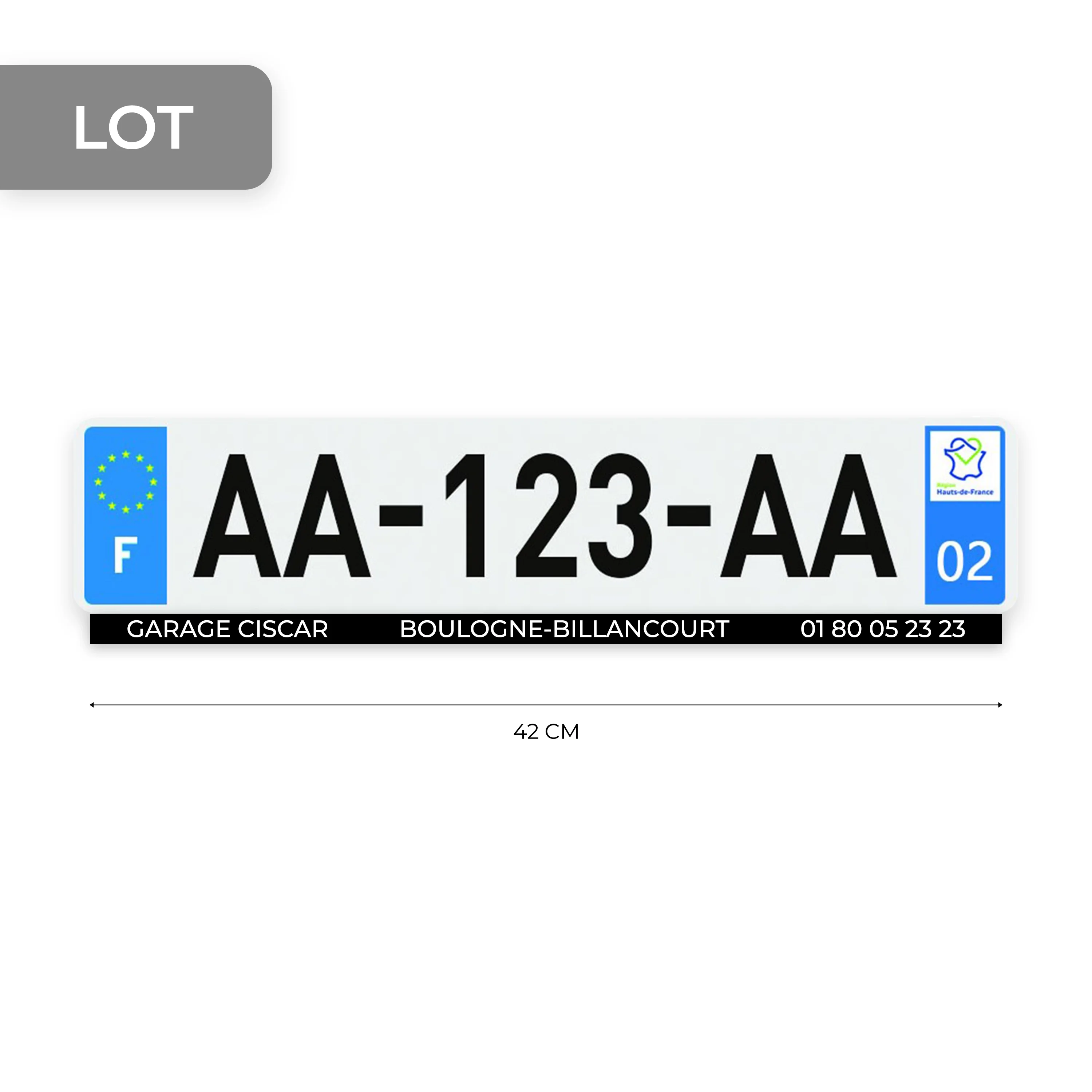 ADHÉSIF PUBLICITAIRE POUR PLAQUE IMMATRICULATION 42 X 1,4CM