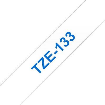BROTHER Ruban TZe133 12mm Bleu sur fond Transparent Laminé 8M
