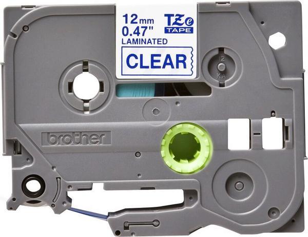 BROTHER Ruban TZe133 12mm Bleu sur fond Transparent Laminé 8M