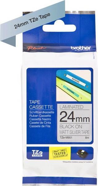 BROTHER P-TOUCH TZE-M951 noir sur silver-matt 24mm