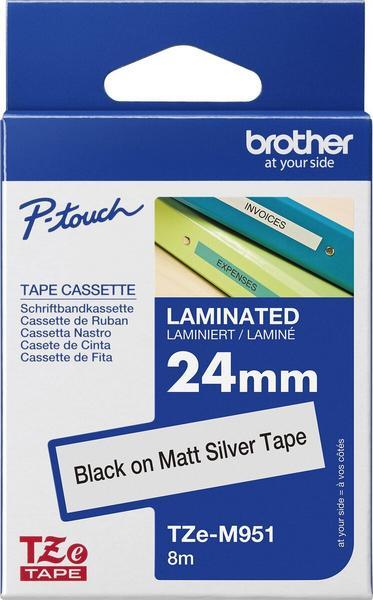 BROTHER P-TOUCH TZE-M951 noir sur silver-matt 24mm