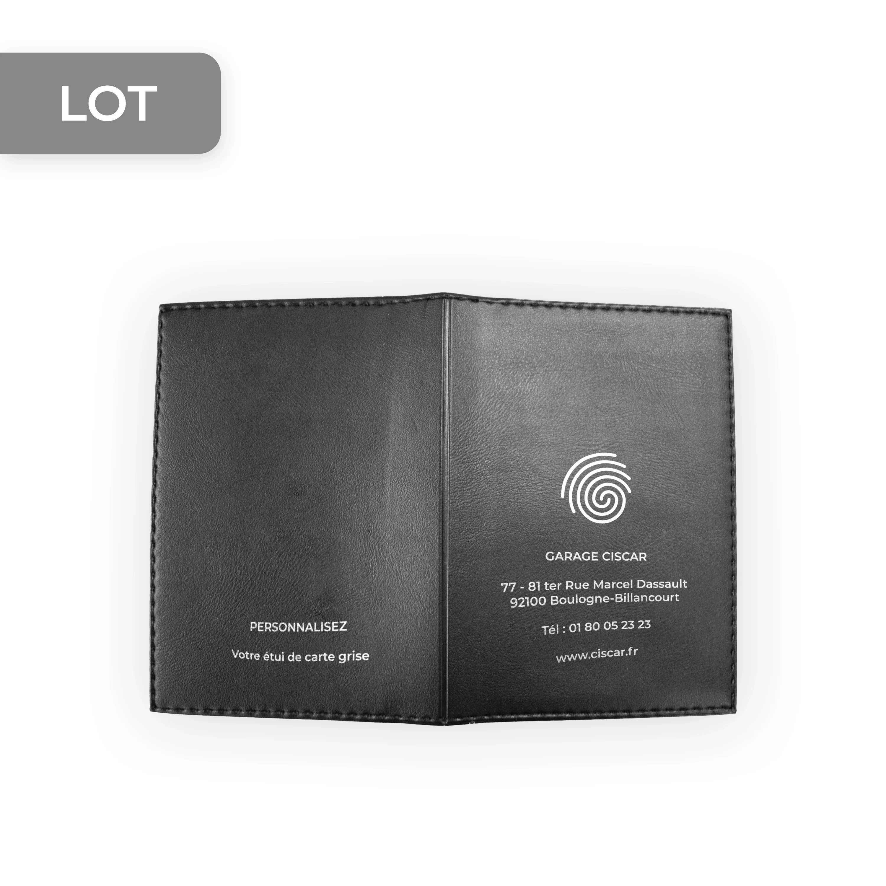 ETUIS CARTE GRISE SIMILI CUIR + ETUI CRISTAL IMPRESSION RECTO/VERSO