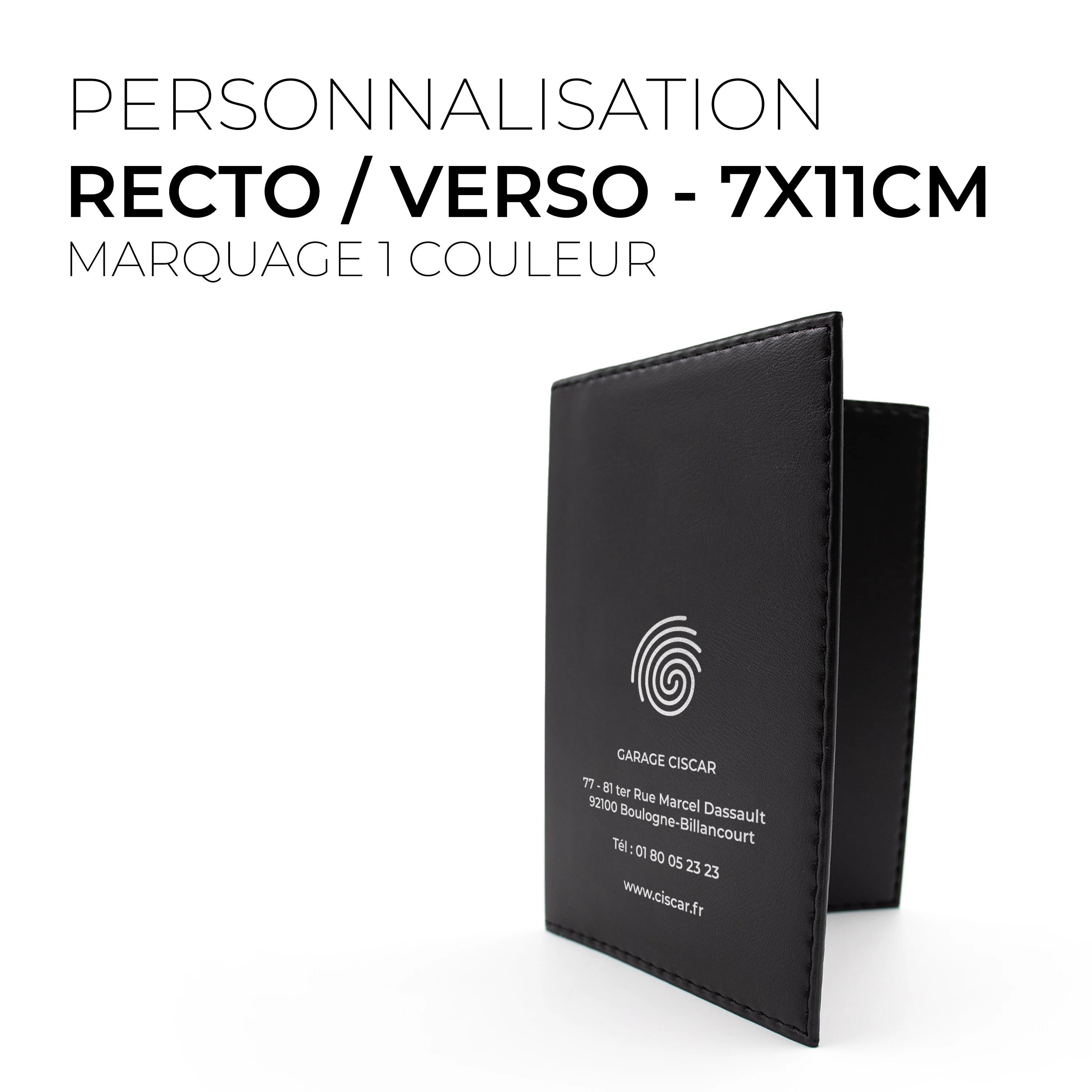 ETUIS CARTE GRISE SIMILI CUIR + ETUI CRISTAL IMPRESSION RECTO/VERSO