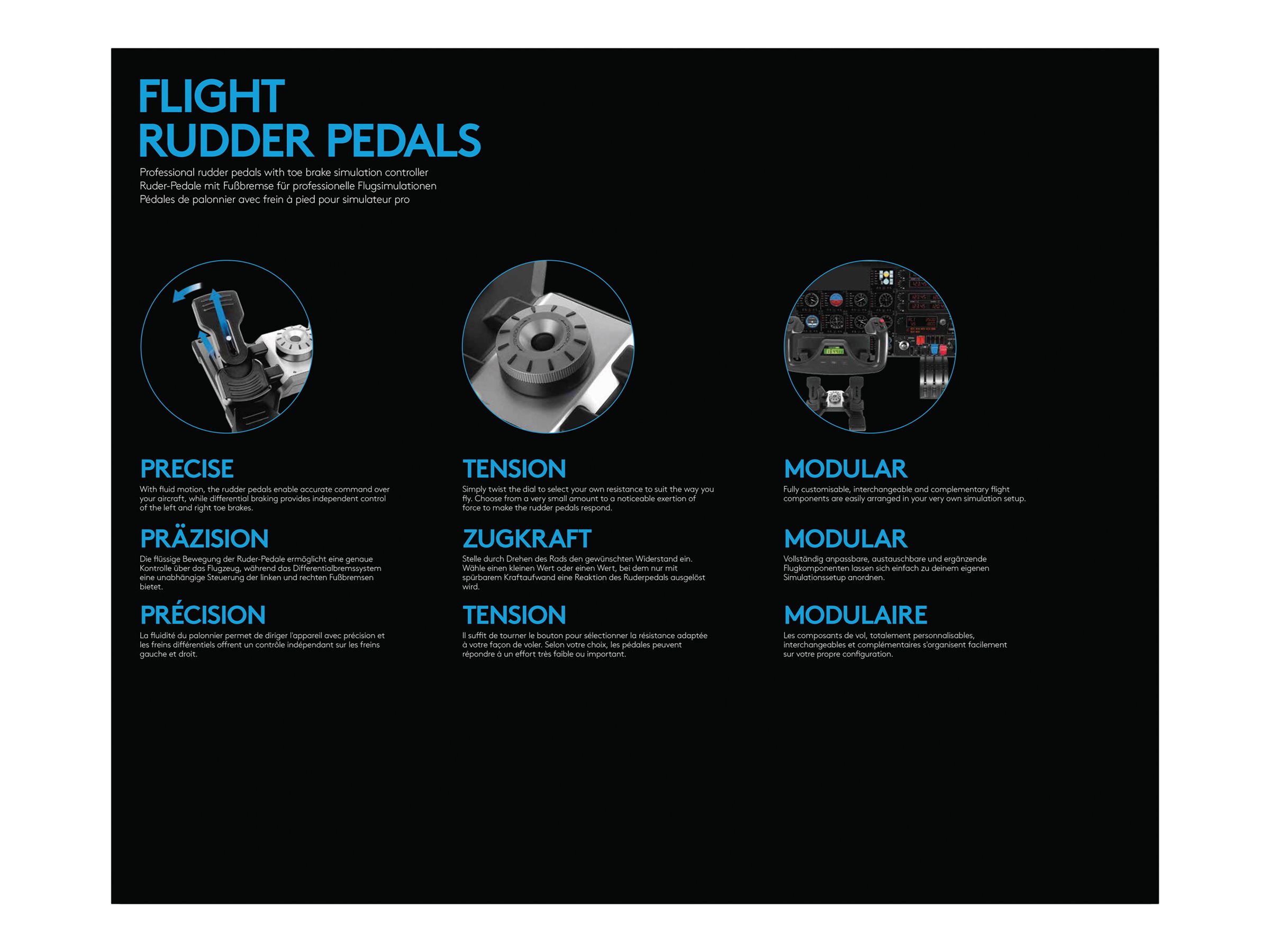 LOGITECH Flight Rudder Pedals Pedals wired for PC