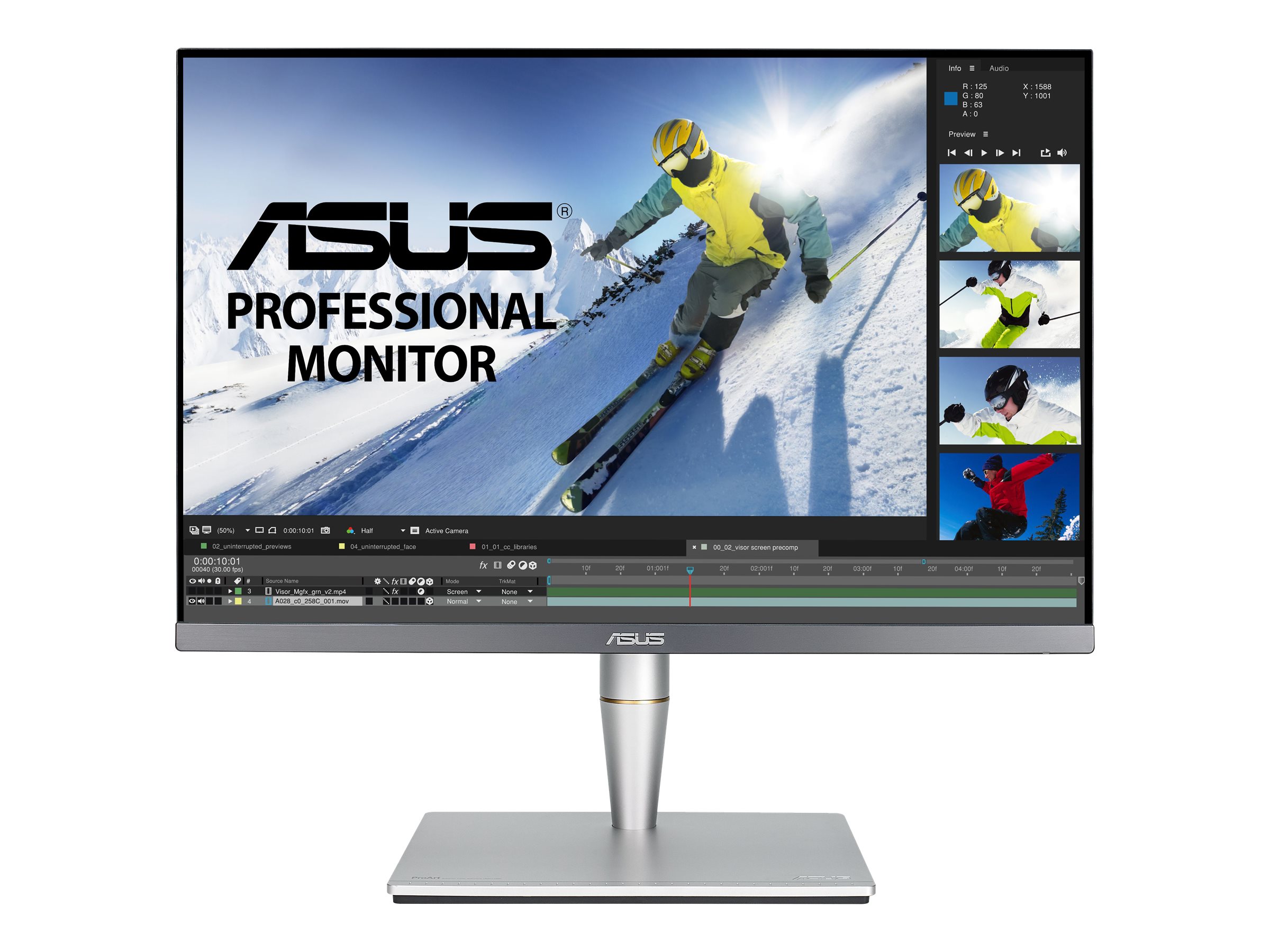 ASUS PA24AC 24.1pcs Moniteur graphisme ProArt WLED IPS 16:10 5ms 60Hz 1920x1200 HDR400 Jusquà 400cd m2 Audio2x2W HDMI DP G.3ans