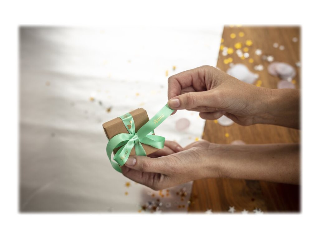 BROTHER P-Touch 12mm mint green/gold ribbon tape