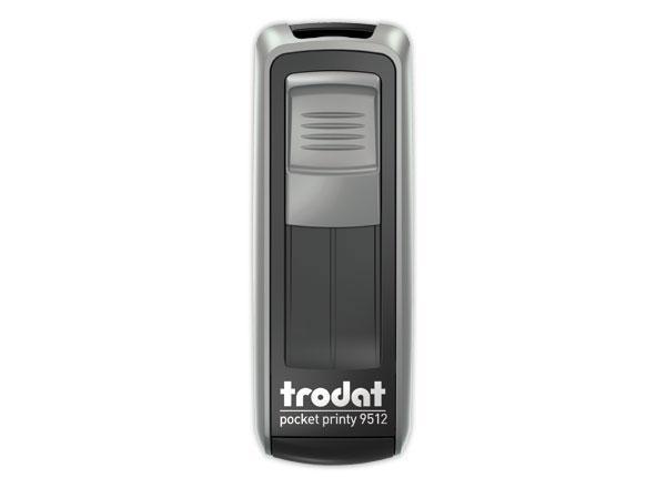 1 Timbre mobile perso.Printy 9512-Boîtier argent-E.noire-47X18mm-5 lig.m