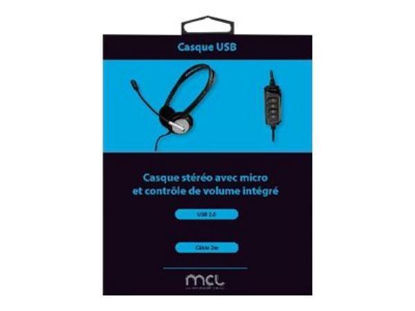 MCL Casque stéréo avec micro avec contrôle du volume - USB