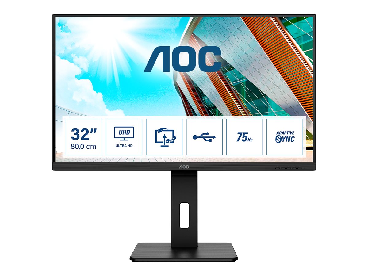 AOC U32P2 31.5p VA WLED UHD 3840x2160 16:9 3000:1 350cd/m2 178/178 75Hz 4ms 2xHDMI 2.0 3Wx2 100x100 Black