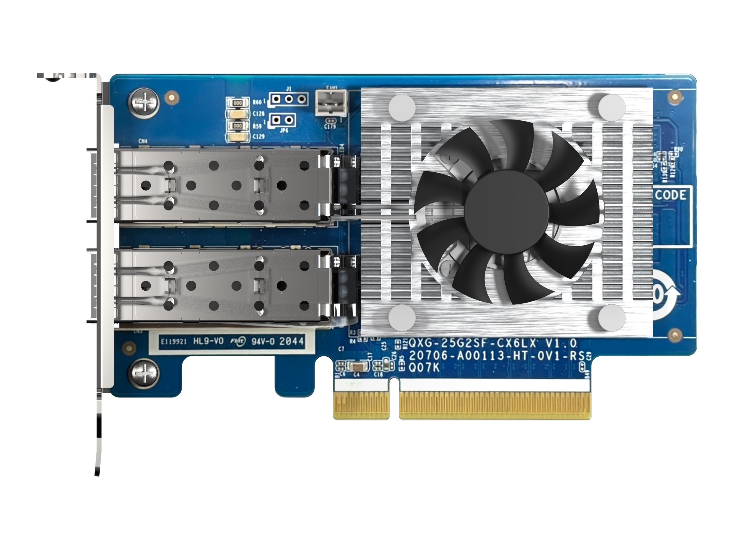 QNAP Dual-port SFP28 25GbE network expansion card low-profile form factor PCIe Gen4 x8