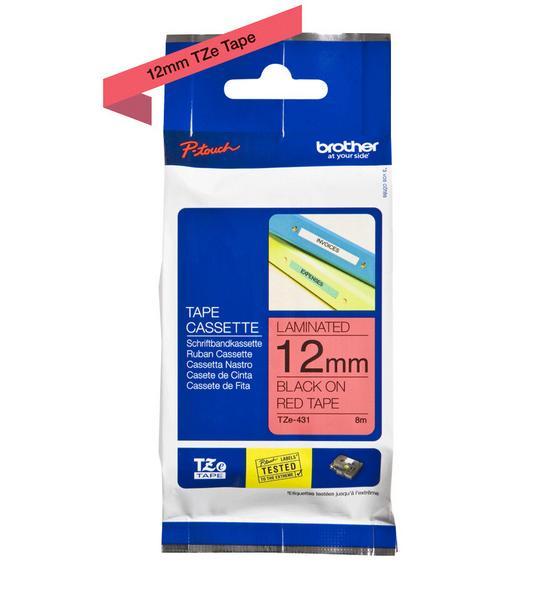 Brother TZE-431 ruban d'étiquette Noir sur rouge