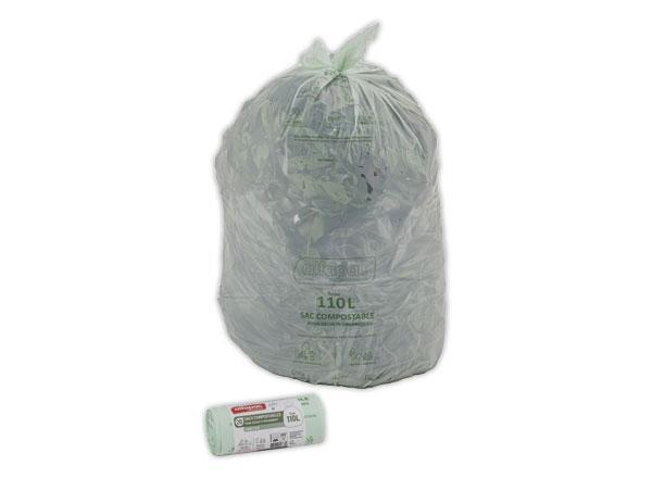 1 Carton de 200 Sacs verts pour déchets quotidiens 110L