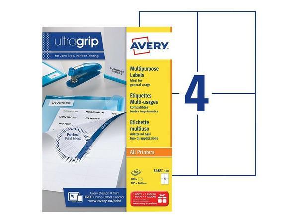 Avery Zweckform 3483 - Papier - adhésif permanent - blanc - A6 (105 x