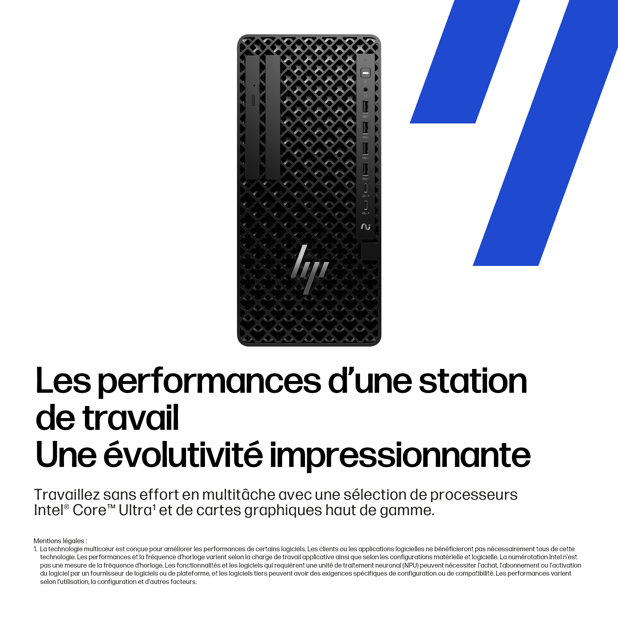 HP Z1 Tower G1i Intel Core Ultra 7 265 16 Go DDR5-SDRAM 512 Go SSD NVIDIA RTX A400 Windows 11 Pro Station de travail AI Workstation, AI PC Noir
