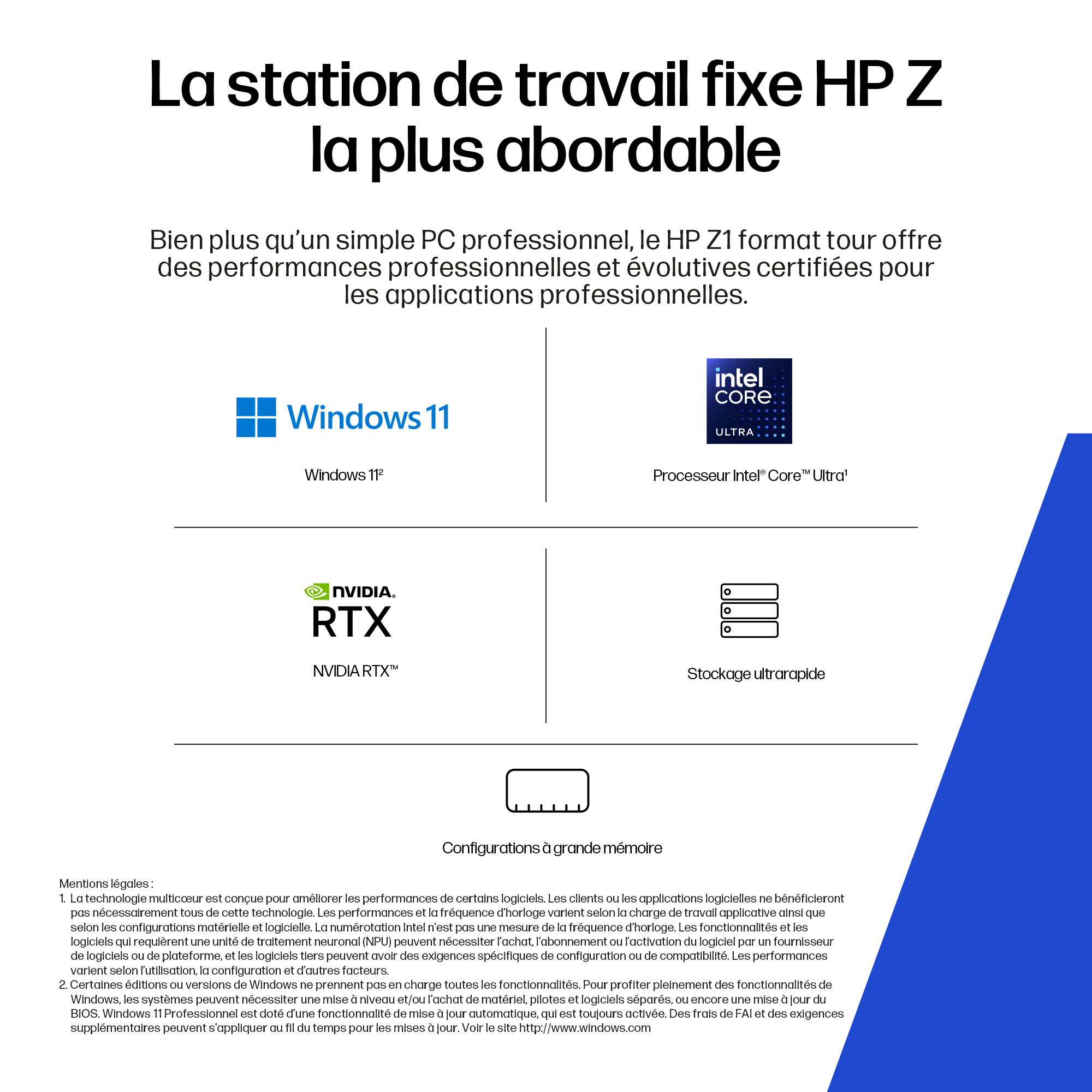 HP Z1 Tower G1i Intel Core Ultra 7 265 16 Go DDR5-SDRAM 512 Go SSD NVIDIA RTX A400 Windows 11 Pro Station de travail AI Workstation, AI PC Noir