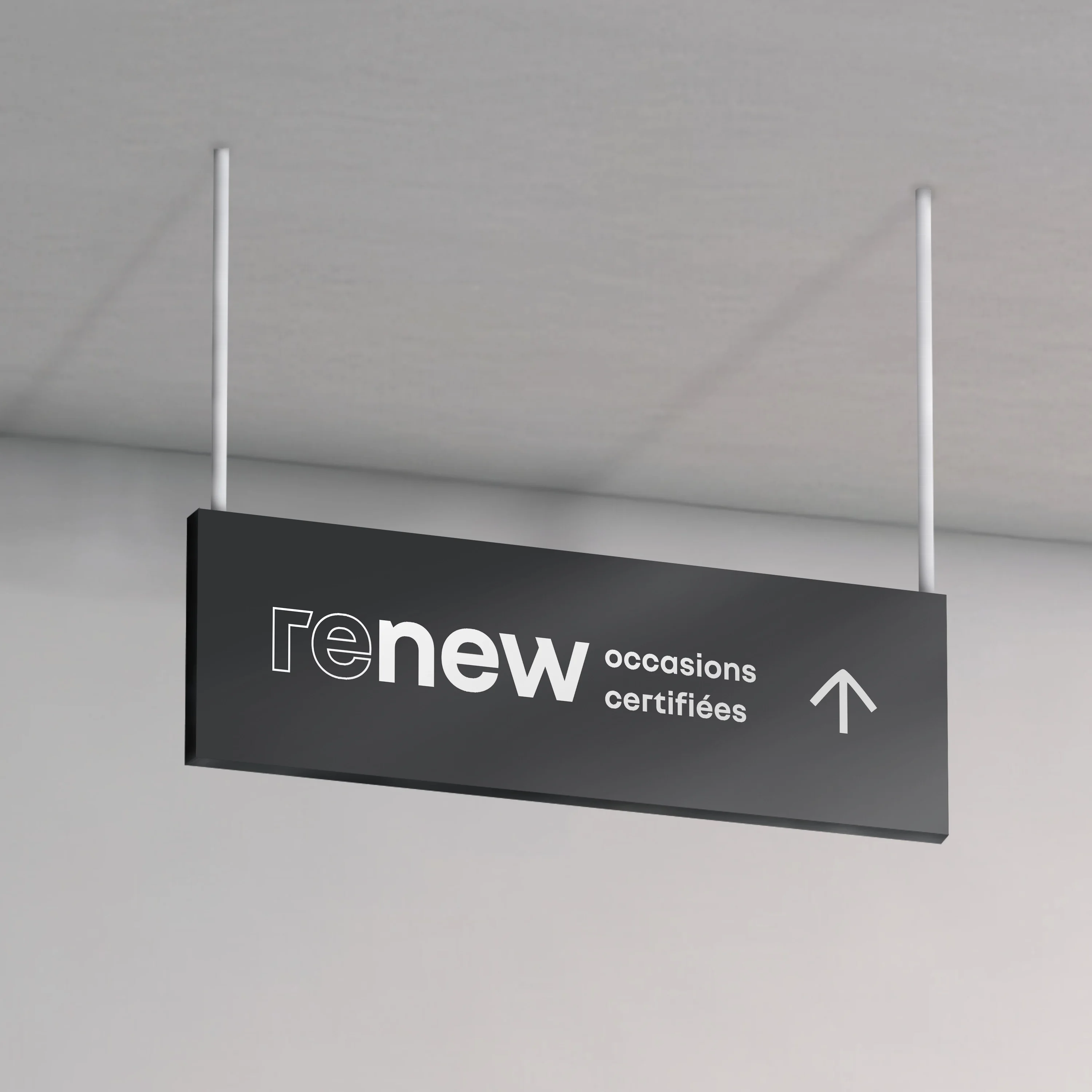 PANNEAU SUSPENDU RECTO SEUL "RENEW OCCASIONS CERTIFIÉES" - 300X1000 MM 