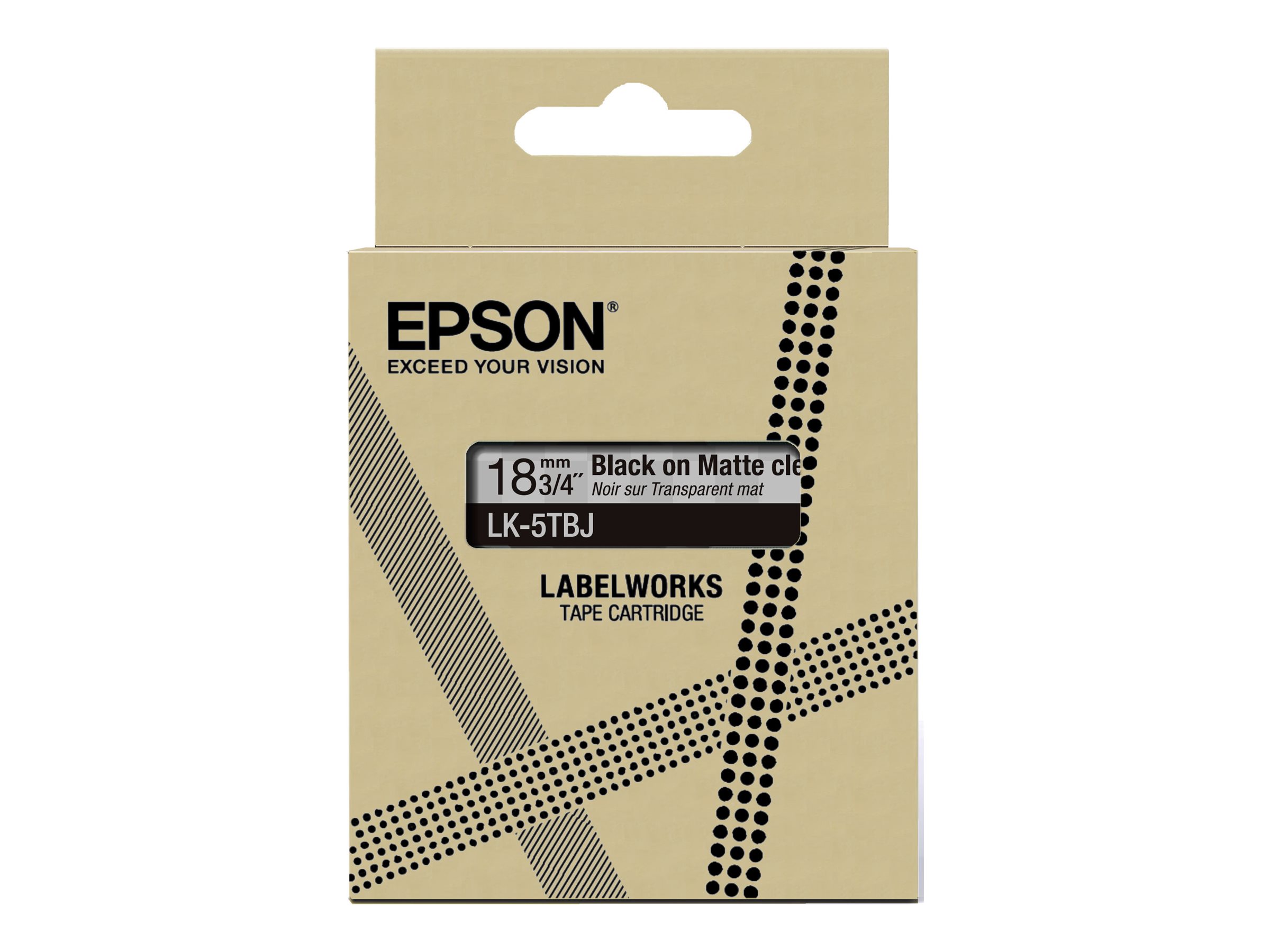 EPSON Matte Tape Clear/Black 18mm 8m LK-5TBJ