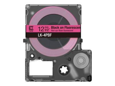 EPSON Colour Tape Fluorescent Pink/Black 12mm 5m LK-4PBF